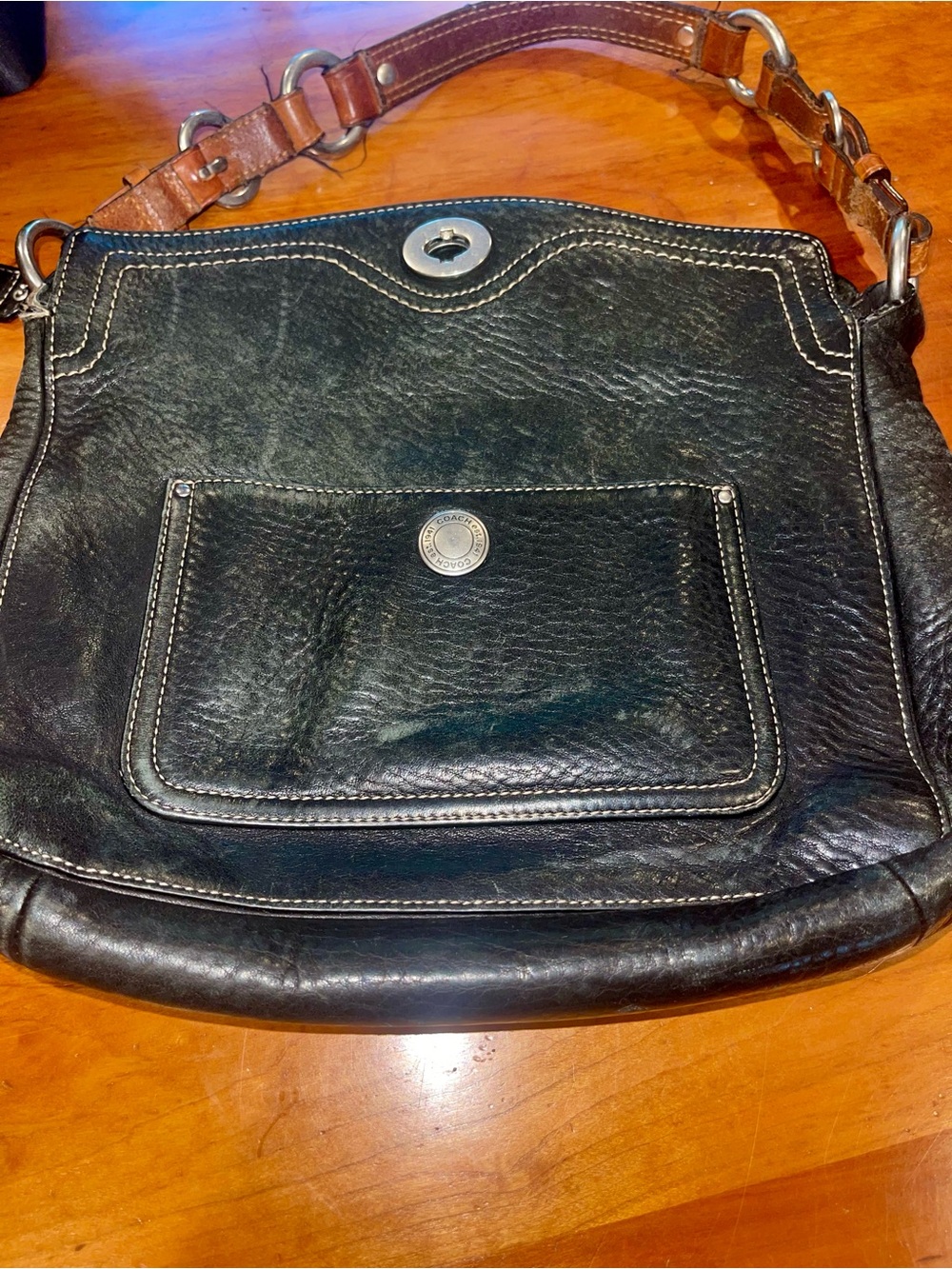 Coach Black Pebble Leather Chelsea Shoulder Bag